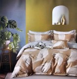 Violet 3 részes ágyneműhuzat, ágynemű garnitúra, pamut ágynemű szett, világosbarna Tollas ágynemű