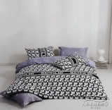 Violet 6 részes ágyneműhuzat garnitúra, 220x200 cm ágynemű szett garnitúra, fekete Csillagos