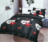 Violet 6 részes ágyneműhuzat garnitúra, 220x200 cm ágynemű szett garnitúra, Szürke szíves ágynemű