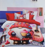 Violet 6 részes Karácsonyi ágyneműhuzat garnitúra, 220x200 cm, piros Karácsonyi manó