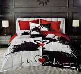 Violet 6 részes Mr. & Mrs. ágynemű garnitúra, 220x200 cm ágyneműhuzat garnitúra, fehér Hattyúk