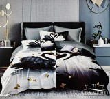 Violet 6 részes Mr. & Mrs. ágynemű garnitúra, 220x200 cm ágyneműhuzat garnitúra, szürke Hattyúk