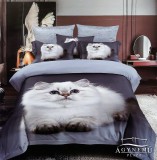 Violet 7 részes ágyneműhuzat garnitúra, ágynemű garnitúra szett, szürke Cicás ágynemű