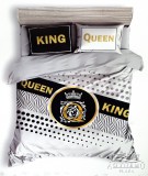 Violet 7 részes Mr. & Mrs. ágyneműhuzat garnitúra, ágynemű garnitúra szett, szürke King és Queen