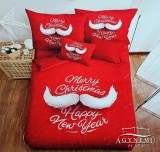 Violet 7 részes pamut ágynemű garnitúra, Karácsonyi ágyneműhuzat szett, piros Merry Christmas