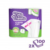 Violeta háztartási papírtörlő PIKNIK CLEVER CUT, felezhető lapokkal, 2 db