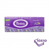 Violeta papírzsebkendő 3 rétegű, 10×10 db – levendula