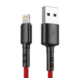 Vipfan X02 USB-A - Lightning kábel 3A, 1.8m piros-fekete (X02LT-1.8m-red) (X02LT-1.8m-red) - Adatkábel