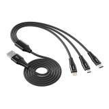 Vipfan X16 3w1 USB-C Lightning Micro 3.5A 1.5m USB kábel (X16LMT-black) (X16LMT-black) - Adatkábel