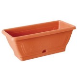 Virágláda tálcával 40cm világos terra