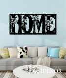 Virágos Home falikép fából