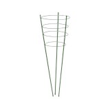 Virágtámasz, műanyaggal bevont fém, zöld, 90cm x 7mm+4db gyűrű átm.29,5-28-27-22cm