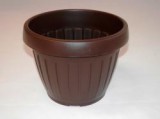 Virágtartó, hordó alakú, 17,5 cm, barna műanyag (365)
