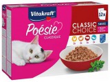 Vitakraft Poésie Classic Choice Sauce - Húsos, halas, szószos válogatás macskáknak - Alutasakos multipack (1 karton multipack = 4 íz x 3 db 85 g-os alutasak) 1.02kg
