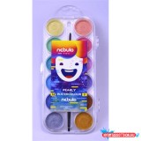 Vízfesték készlet, 12db-os, gyöngyház színű, 30mm festékgombokkal Nebulo