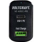 VOLTCRAFT VC-63CC-PD Személygépkocsi USB-s töltőkészülék Kimeneti áram (max.) 3 A 2 x USB, USB-C™ alj USB Power Delivery (USB-PD) (VC-63CC-PD)
