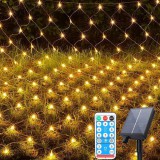 VOLTRONIC Napelemes fényfüggöny 300x200 cm meleg fehér LED kültéri hálós világítás vízálló karácsonyi dekoráció 8 üzemmódú napelemes világítás