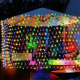 VOLTRONIC Napelemes fényfüggöny 300x200 cm színes LED kültéri hálós világítás vízálló karácsonyi dekoráció 8 üzemmódú napelemes világítás