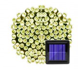 VOLTRONIC Napelemes fényfüzér 22 méter 200 db fehér LED 8 üzemmódú