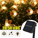 VOLTRONIC Napelemes fényfüzér 5 méter 20 db meleg fehér méhes LED kültéri világítás vízálló dekoráció