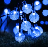VOLTRONIC Napelemes fényfüzér 7 m 50LED hideg fehér kültéri világítás vízálló karácsonyi dekoráció, szolár világítás