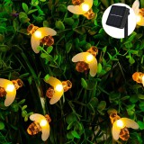VOLTRONIC Napelemes fényfüzér 7 méter 50 db meleg fehér méhes LED kültéri világítás vízálló dekoráció