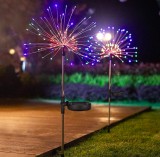 VOLTRONIC Napelemes földbe szúrható tüzijáték világítás 120 LED színes vízálló karácsonyi dekoráció szolár csillagszóró fény