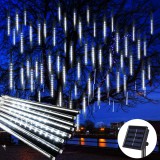 VOLTRONIC Napelemes meteor fényfüzér 30 cm LED hideg fehér kültéri világítás vízálló karácsonyi dekoráció napelemes meteorzápor fény