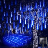 VOLTRONIC Napelemes meteor fényfüzér 30 cm LED kék kültéri világítás vízálló karácsonyi dekoráció napelemes meteorzápor fény