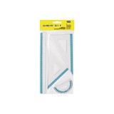 Vonalzókészlet, 30 cm egyenes vonalzó, szögmérõ, 45° 13 cm és 60°, 18 cm háromszög vonalzó, 4 db/bliszter Educa