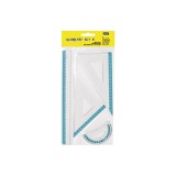 Vonalzókészlet, 30 cm egyenes vonalzó, szögmérő, 45° 13 cm és 60°, 18 cm háromszög vonalzó, 4 db/bliszter Educa