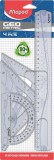 Vonalzókészlet, műanyag, 4 darabos, MAPED "Geometric"