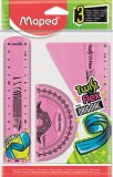 Vonalzókészlet, műanyag, törhetetlen, 3 darabos, MAPED Twist'n Flex (IMA895024)