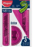 Vonalzókészlet, műanyag, törhetetlen, 3 darabos, MAPED "Twist`n Flex"