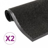 vidaXL 2 db fekete négyszögletes bolyhos szennyfogó szőnyeg 40 x 60 cm
