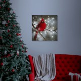 Vörös pinty LED-es fali kép, 30x30 cm