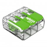 Wago 221-623 Vezeték összekötő rögzítő-leválasztókkal; minden vezetéktípushoz; max. 6 mm²; 3 vezeték; áttetsző készülékház;
