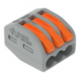 Wago 222-413 Vezeték összekötő rögzítő-leválasztókkal; minden vezetéktípushoz; max. 4 mm²; 3 vezeték; szürke készülékház