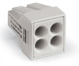 Wago 773-494 PUSH WIRE® vezeték összekötő; tömör és sodrott vezetékekhez; Ex-alkalmazásokhoz; max. 2,5 mm²; 4 vezeték; világosszürke készülékház; világosszürke fedél