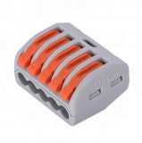 Wago jellegű oldható vezetékösszkötő 222-415, 5 pólusú. 250V, 32A, 5*08-4mmm.