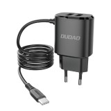 Wall charger Dudao A2Pro 2x USB with USB-C cable (black)