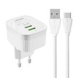 Wall charger LDNIO A201 2USB + USB-C cable