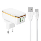 Wall charger LDNIO A2204 2USB + Micro USB cable