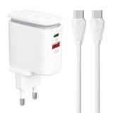 Wall charger LDNIO A2423C USB, USB-C+ USB-C - USB-C cable