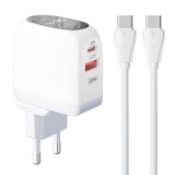 Wall charger LDNIO A2522C USB, USB-C 30W + USB-C - USB-C cable
