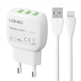 Wall charger LDNIO A2522C USB, USB-C 30W + USB-C - USB-C cable