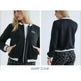 WARP ZONE fekete cipzáros kardigán
