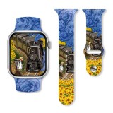 watchmyband Van Gogh és a vonat mintás szilikon szíj
