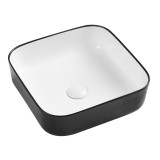 Wellis Azalea matt fekete-fehér pultra építhető porcelán mosdó