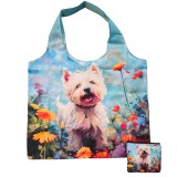 Westie a réten mintás összehajtható bevásárlótáska tároló tokban